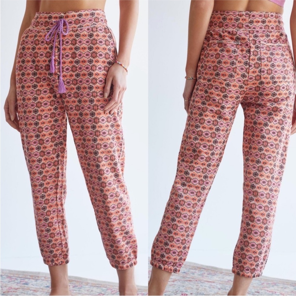 Anthropologie Daily Practice Tassel High Rise Joggers Sweatpants KBS Print Sz S
